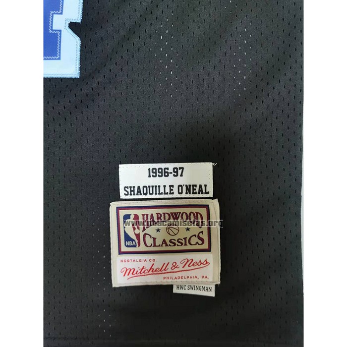 Camiseta Los Angeles Lakers Shaquille O'Neal NO 34 Mitchell & Ness 1996-97 Azul Negro